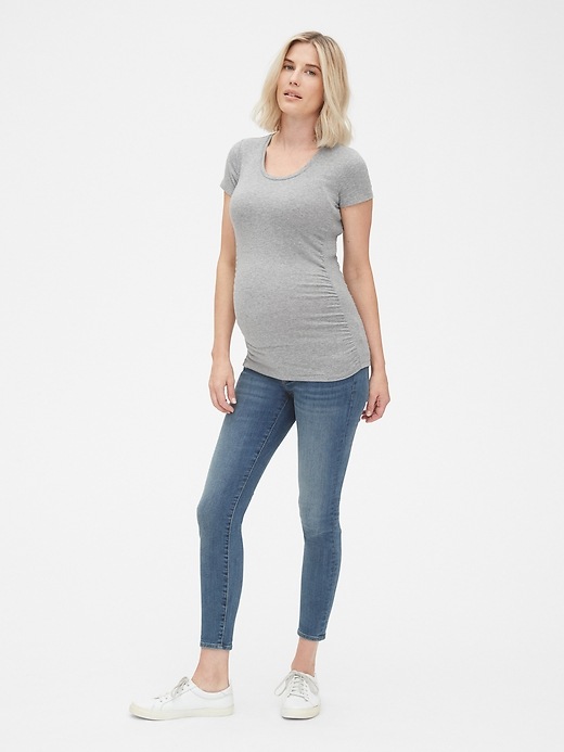 Image number 3 showing, Maternity Short Sleeve Ribbed-Trim T-Shirt