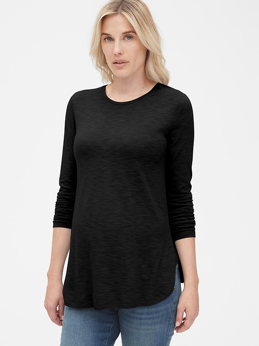 Image number 6 showing, Maternity Long Sleeve Tunic T-Shirt in Slub Jersey