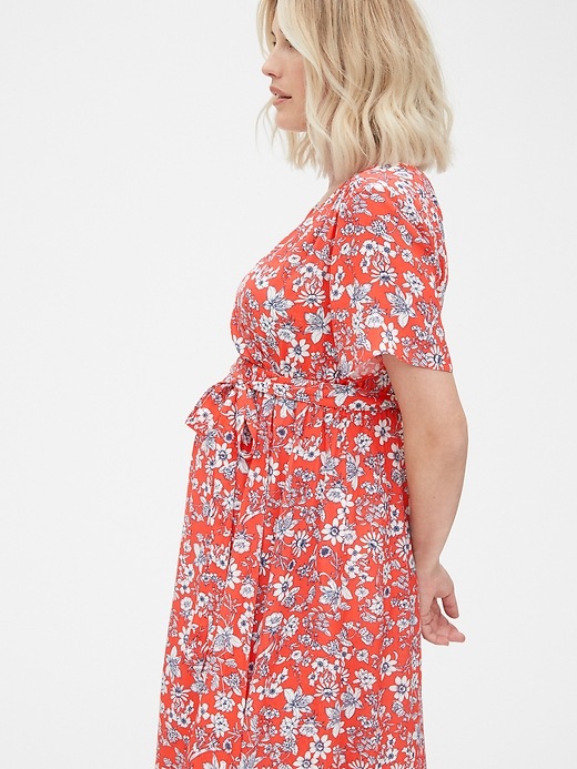 Image number 4 showing, Maternity Floral Print Faux-Wrap Dress
