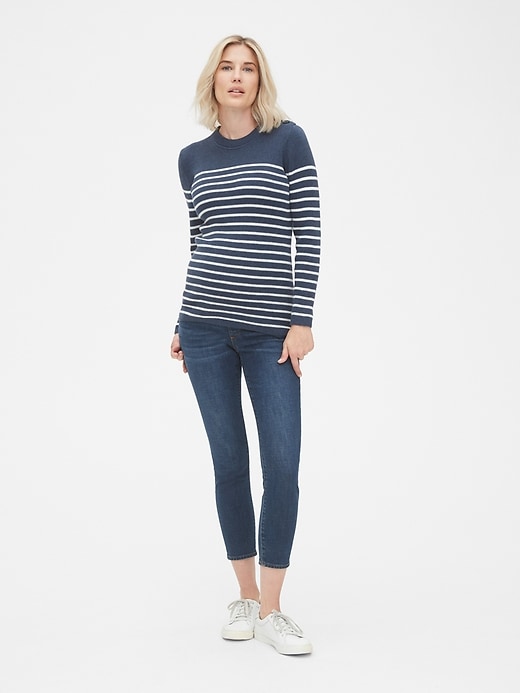 Image number 3 showing, Maternity Stripe Button-Shoulder Pullover Sweater