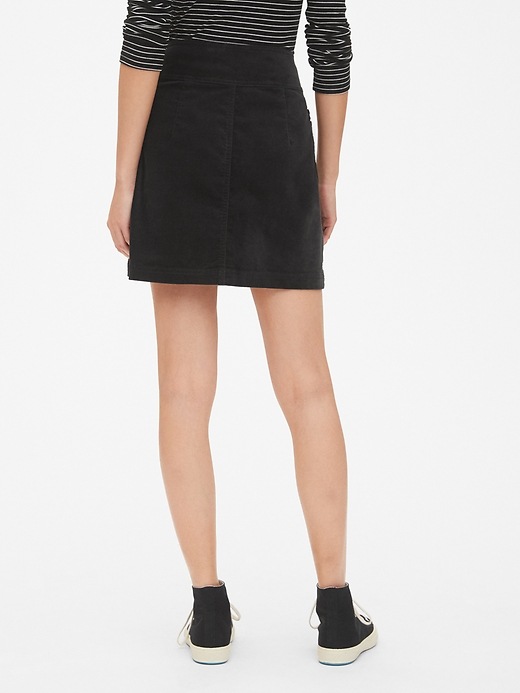 Image number 2 showing, High Rise Button-Front Velvet Mini Skirt