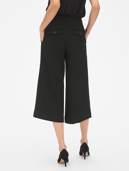 2 of 8 showing, with the color true black of product High Rise Wide-Leg Crop Pants with O-Ring Zip