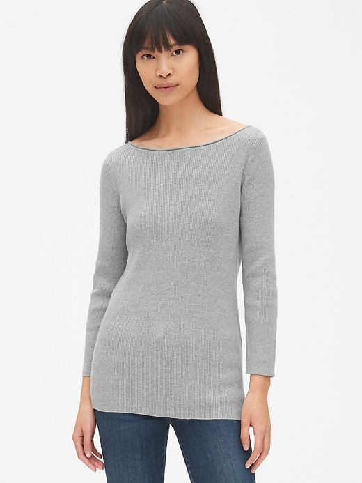 Image number 8 showing, Ribbed Three-Quarter Sleeve Boatneck Pullover Sweater
