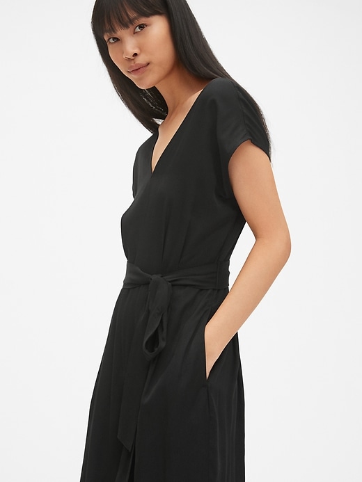 Image number 1 showing, Kimono Sleeve Tie-Belt Wide-Leg Jumpsuit