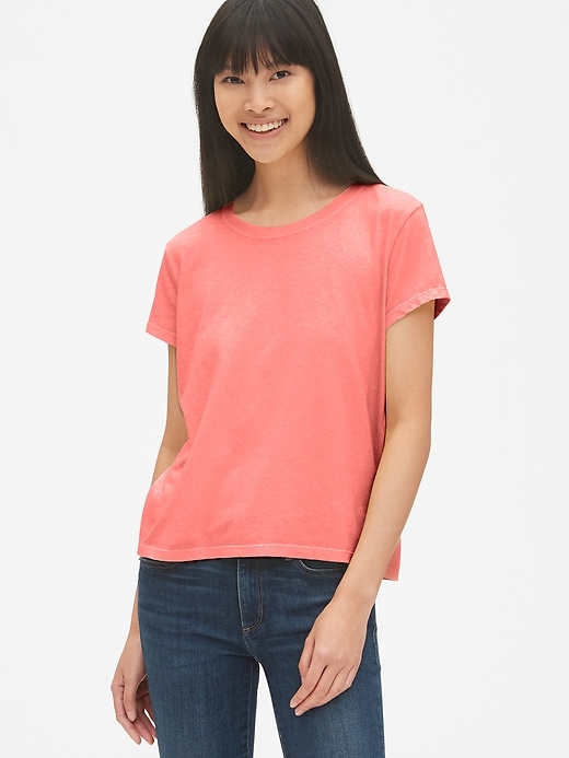 1 of 8 showing, with the color pink of product Authentic Vintage Wash Boxy Crewneck T-Shirt