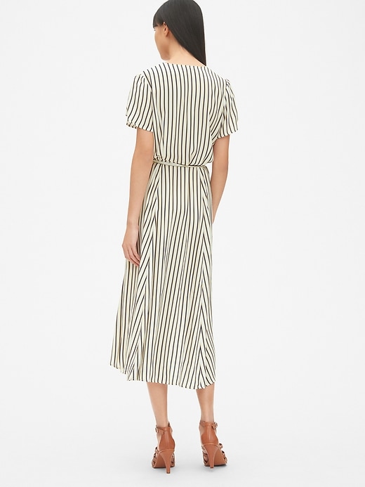 Image number 2 showing, Short Sleeve Print Midi Wrap Dress
