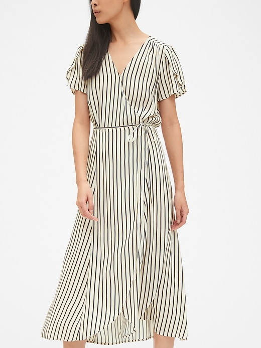 Image number 5 showing, Short Sleeve Print Midi Wrap Dress