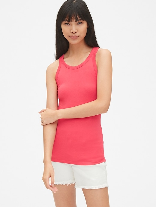 1 of 8 showing, with the color pink coral of product Modern Tank Top