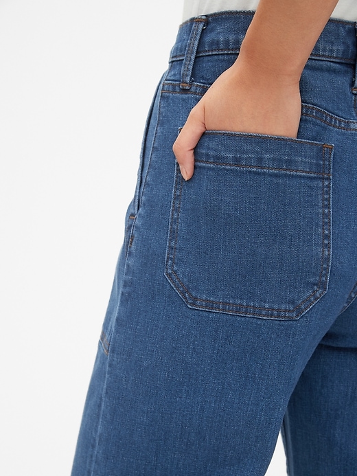 Image number 5 showing, High Rise Utility Wide-Leg Crop Jeans
