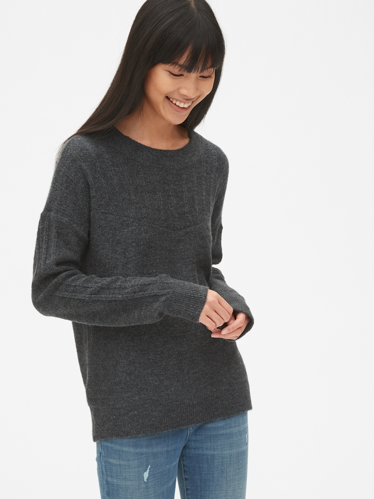 Lacy Pointelle Crewneck Pullover Sweater | Gap