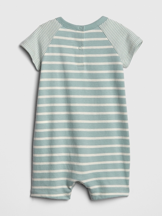 Image number 2 showing, Baby Organic Cotton Stripe Shorty One-Piece