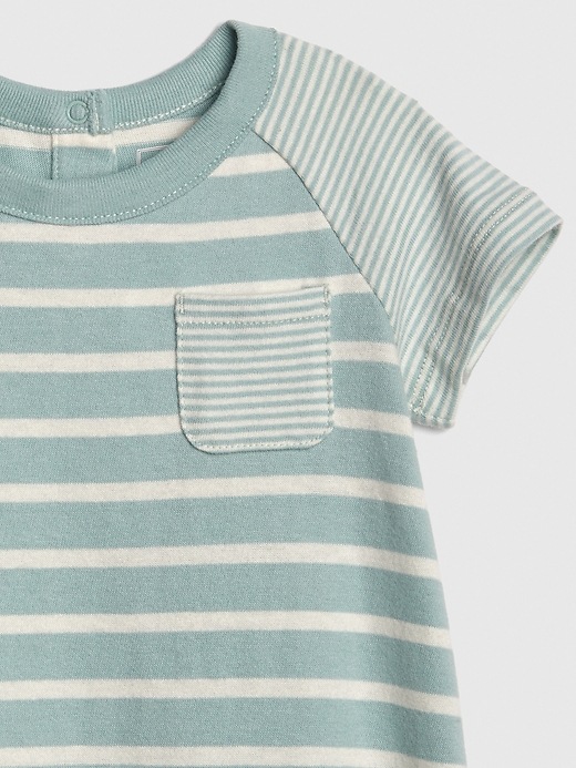 Image number 3 showing, Baby Organic Cotton Stripe Shorty One-Piece