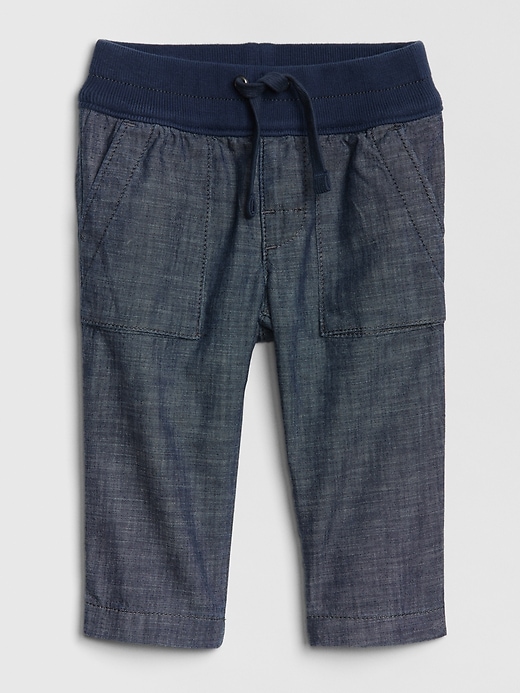 Image number 1 showing, Baby Chambray Utility Pull-On Pants