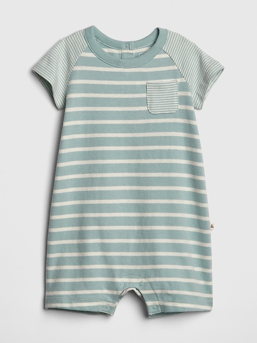 Image number 1 showing, Baby Organic Cotton Stripe Shorty One-Piece