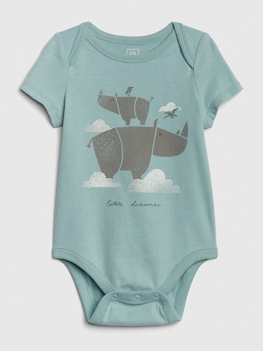 Image number 1 showing, Baby Organic Cotton Graphic Short Sleeve Bodysuit