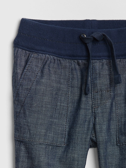 Image number 3 showing, Baby Chambray Utility Pull-On Pants