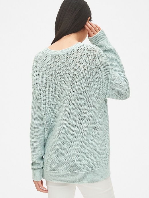 Image number 2 showing, Textured Mix-Knit Crewneck Pullover Sweater