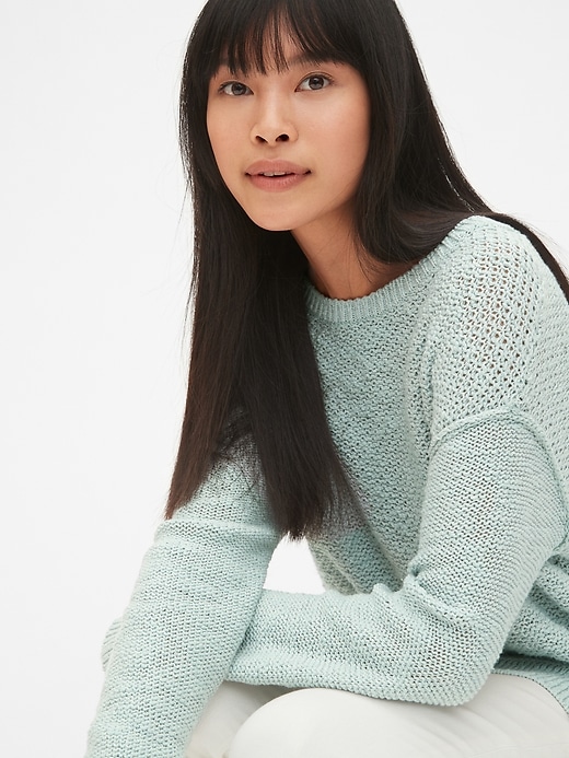 Image number 5 showing, Textured Mix-Knit Crewneck Pullover Sweater