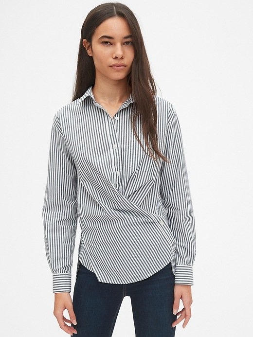 View large product image 1 of 1. Cross-Button Boyfriend Shirt