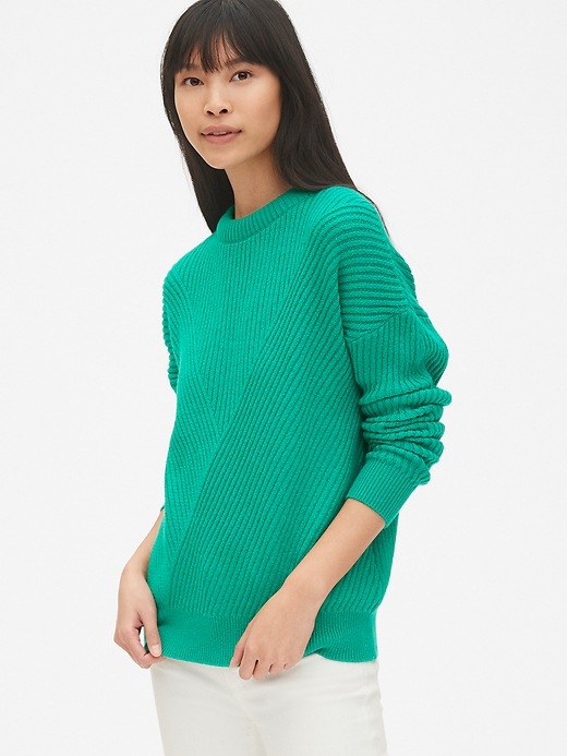 Image number 7 showing, Directional Ribbed Crewneck Pullover Sweater