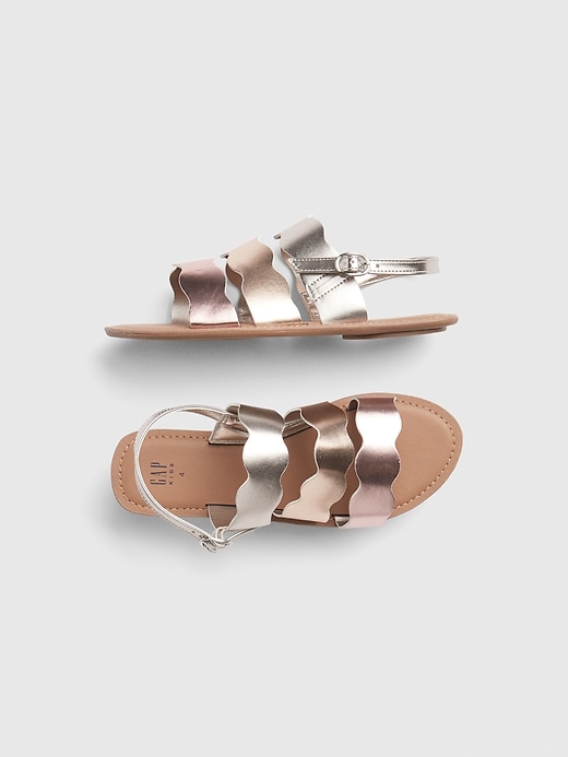 View large product image 1 of 1. Kids Metallic Scalloped Sandals