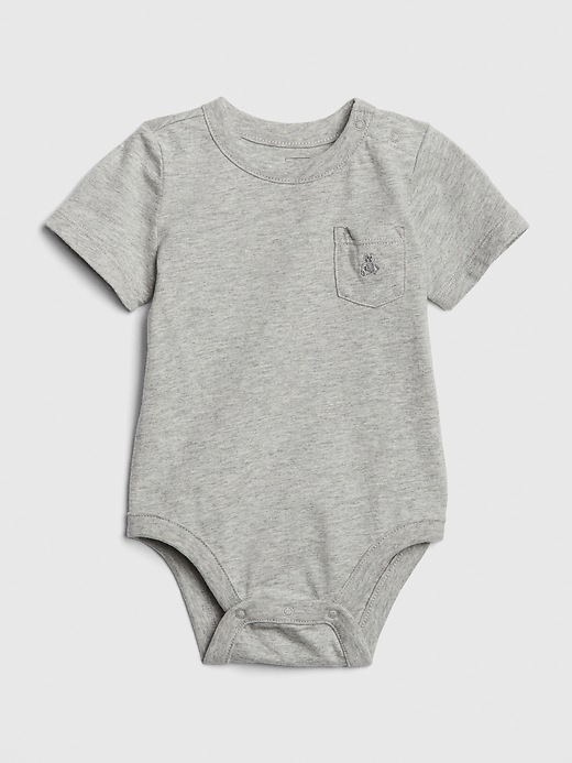 1 of 8 showing, with the color light heather gray of product Baby Short Sleeve Bodysuit