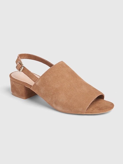 Image number 1 showing, Open-Toe Slingback Block Heel Mules