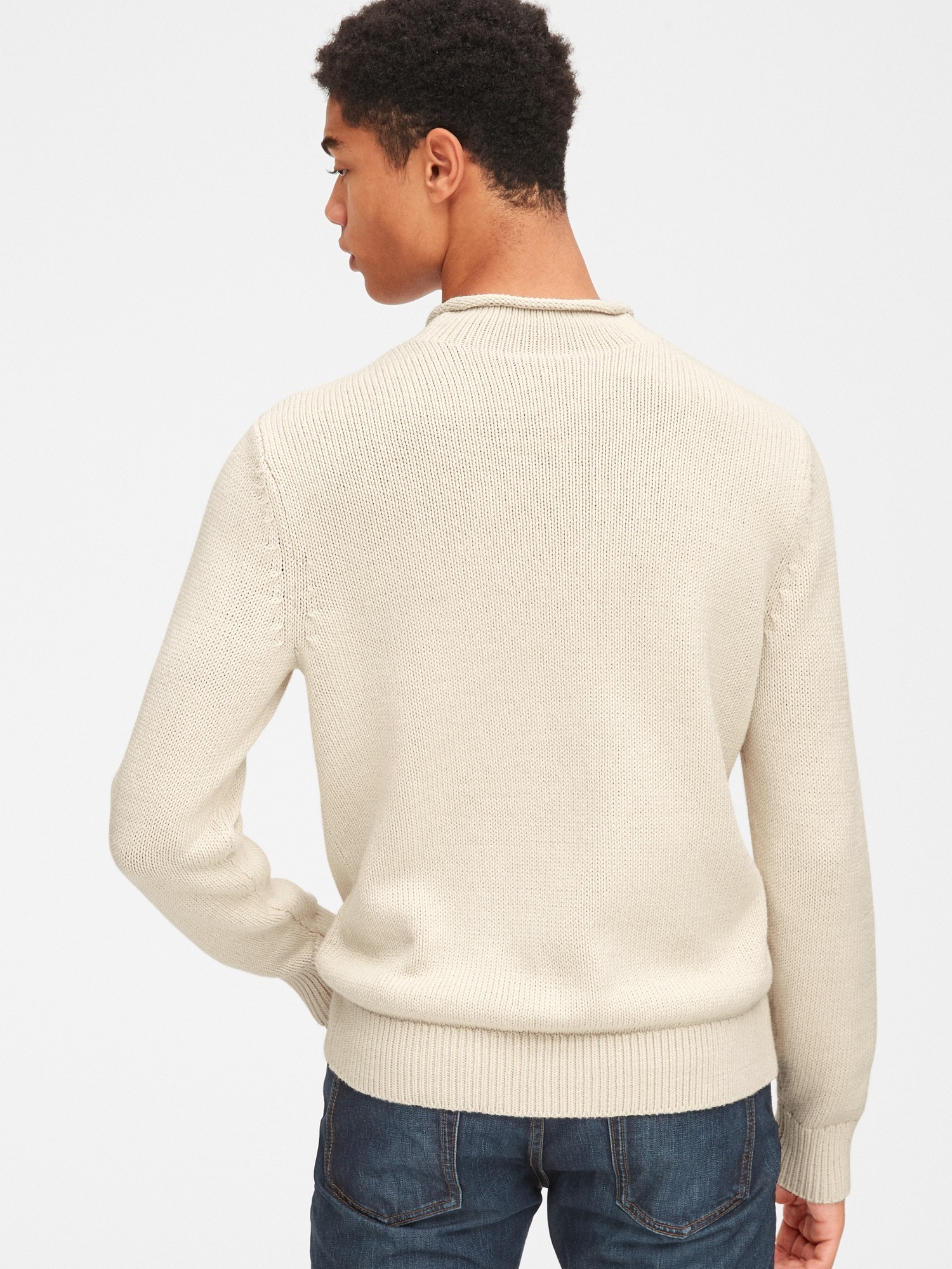 Fisherman Ribbed Roll Neck Pullover Sweater | Gap