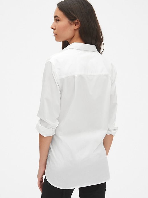 2 of 8 showing, with the color optic white of product Cross-Button Boyfriend Shirt