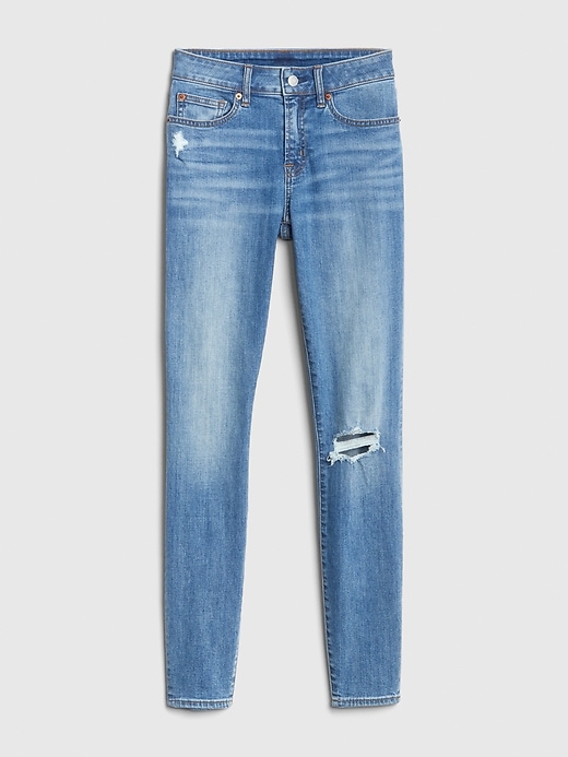 Image number 6 showing, Mid Rise Curvy True Skinny Jeans with Distressed Detail