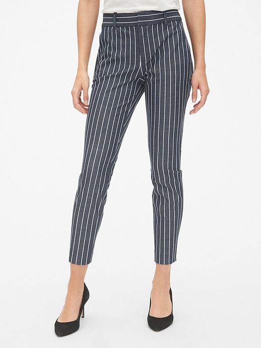 Image number 1 showing, Stripe Skinny Ankle Pants with Secret Smoothing Pockets
