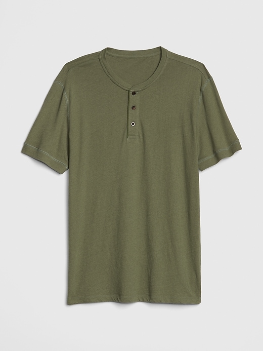 Image number 6 showing, Short Sleeve Henley in Cotton-Linen