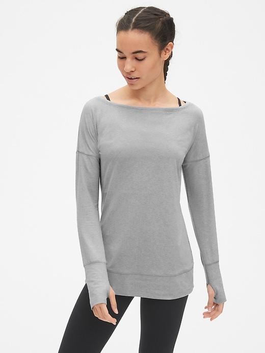 View large product image 1 of 1. GapFit Long Sleeve Boatneck Top