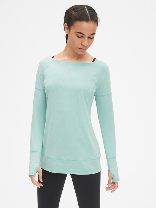 View large product image 1 of 1. GapFit Long Sleeve Boatneck Top