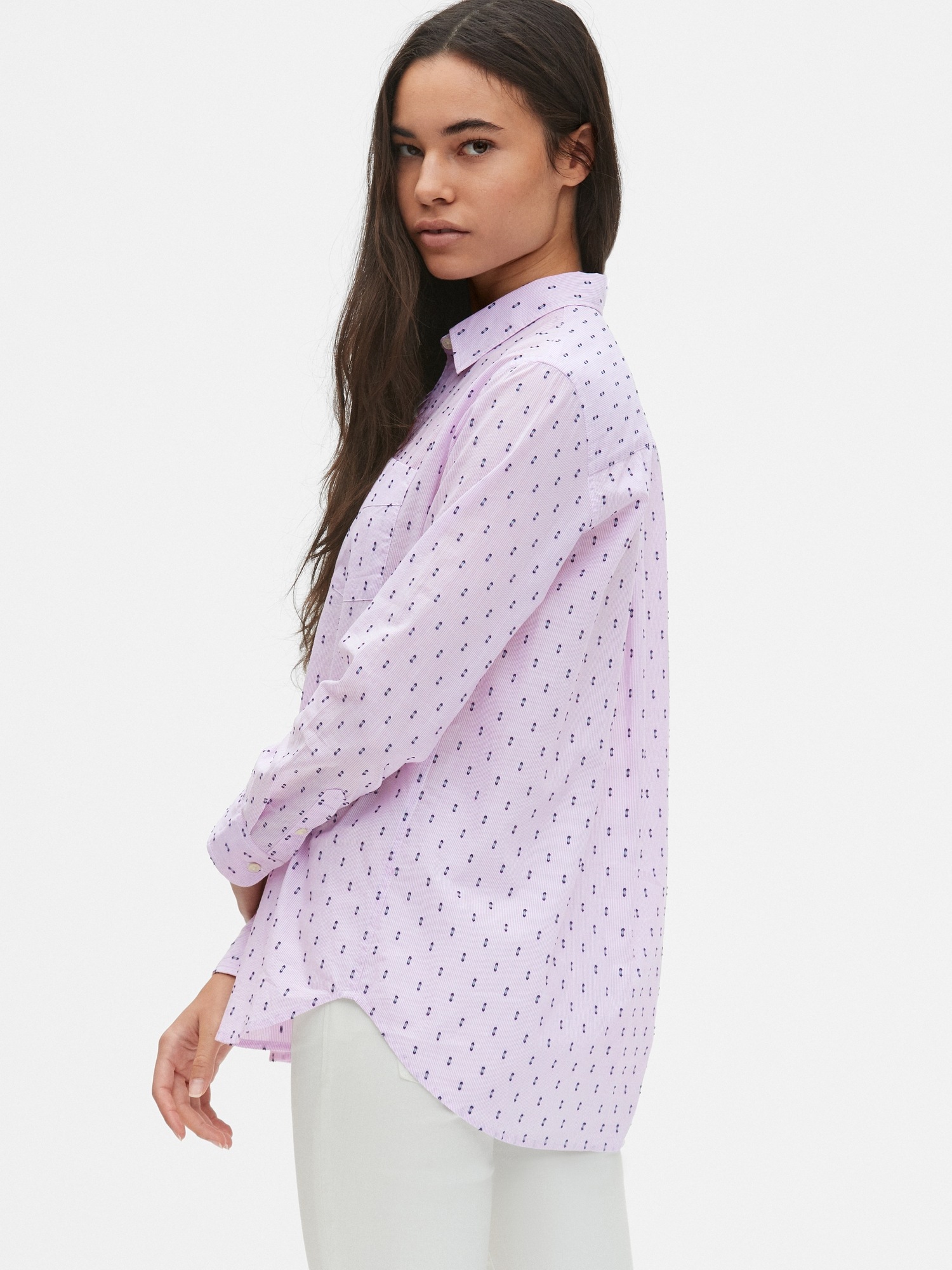 Boyfriend Stripe Popover Shirt in Clip Dot Gap