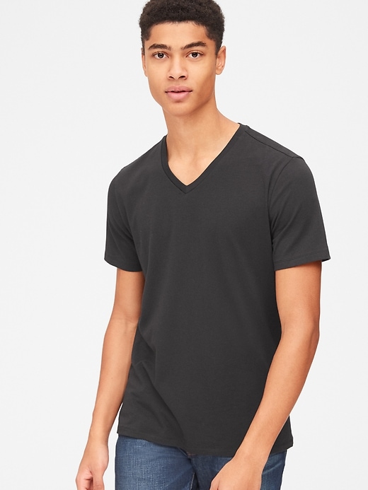 1 of 8 showing, with the color true black of product V-Neck T-Shirt
