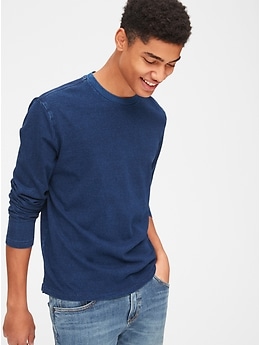 Heavyweight Indigo Long Sleeve T-Shirt | Gap