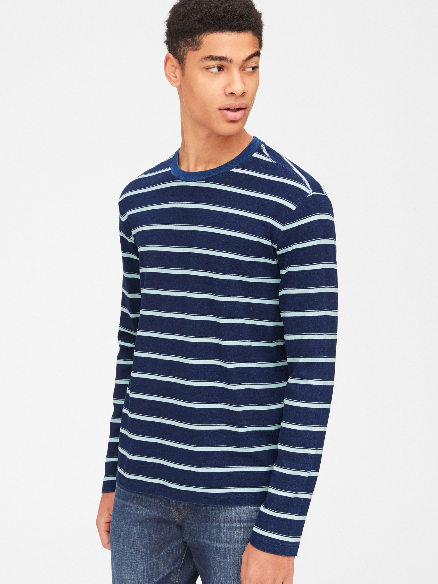 Heavyweight Indigo Long Sleeve T-Shirt | Gap