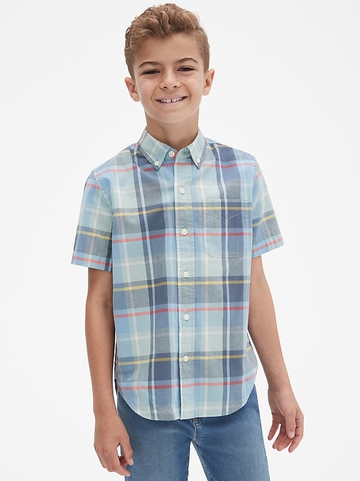 Image number 2 showing, Kids Poplin Plaid Short Sleeve Shirt