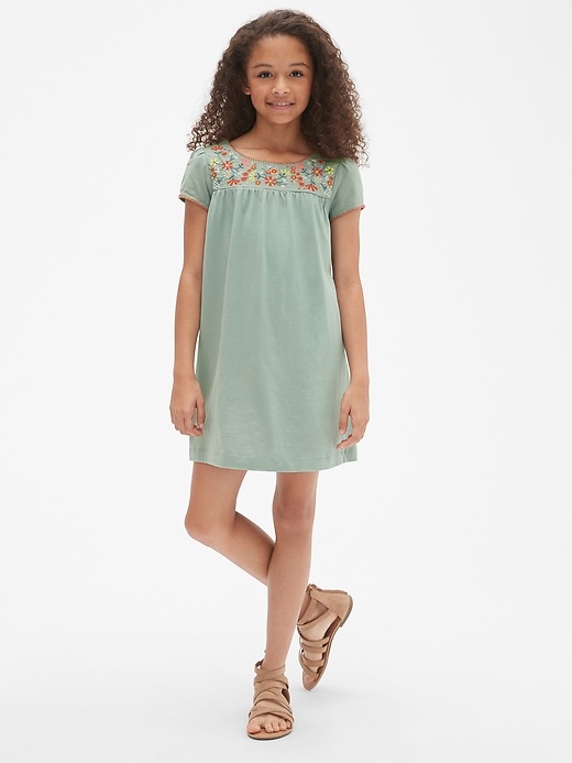 2 of 8 showing, with the color sage of product Floral Embroidered Dress