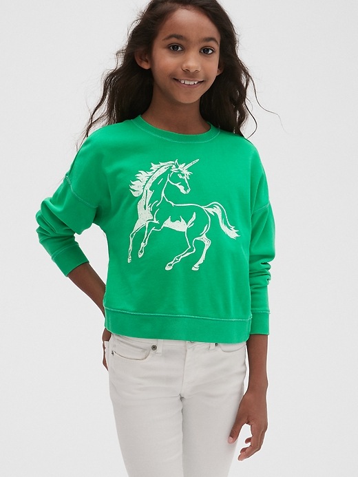 Image number 2 showing, Kids Graphic Dolman Sweatshirt