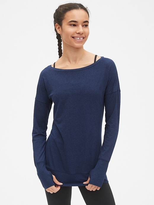 View large product image 1 of 7. GapFit Long Sleeve Boatneck Top