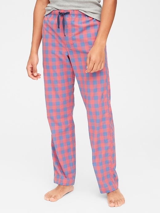1 of 8 showing, with the color red gingham of product Pajama Pants in Poplin