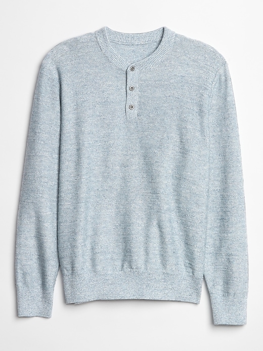 Image number 6 showing, Henley Pullover Sweater in Slub Cotton