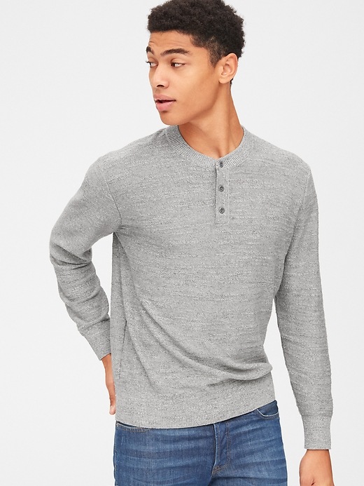 Image number 9 showing, Henley Pullover Sweater in Slub Cotton