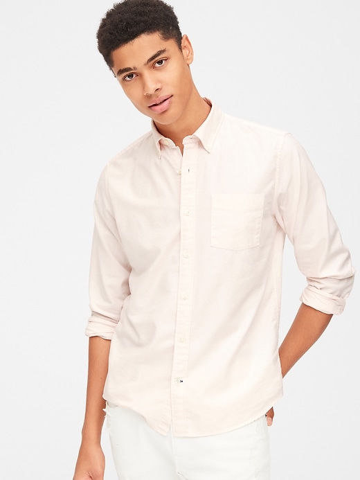 1 of 8 showing, with the color frosted pink of product Lived-In Stretch Oxford Shirt