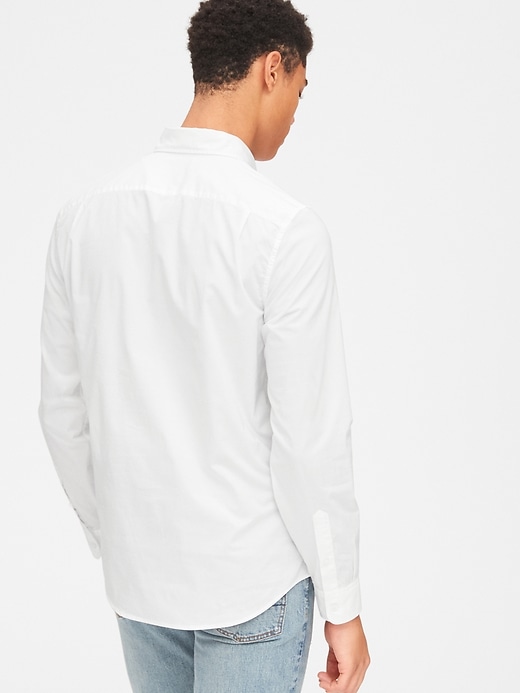 2 of 8 showing, with the color white of product Lived-In Stretch Poplin Shirt