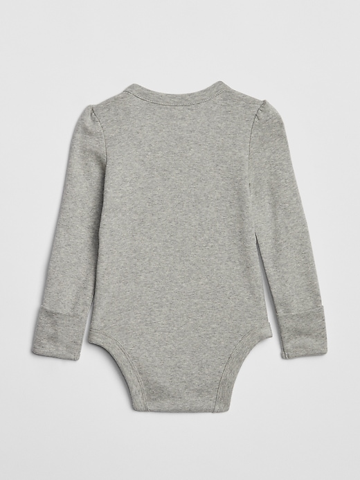 2 of 8 showing, with the color light heather grey of product Baby Graphic Kimono Bodysuit