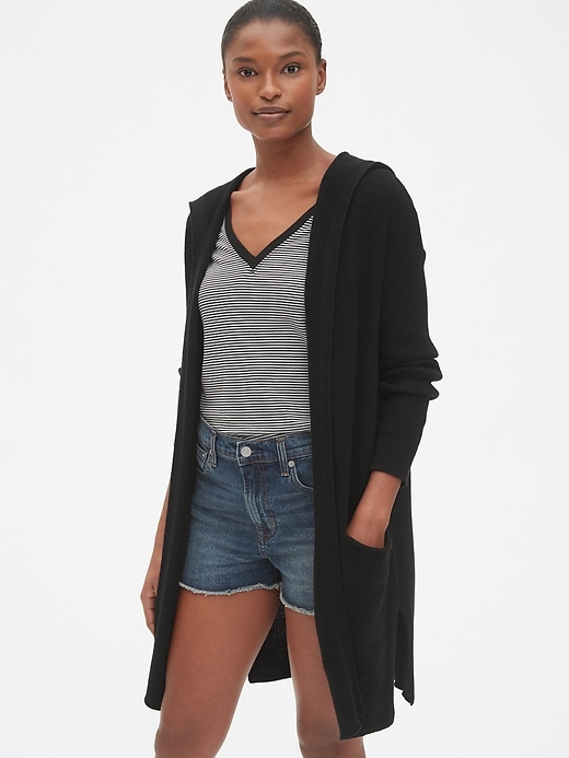 Hooded open cardigan shop