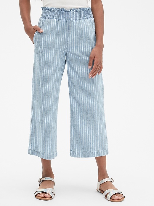 2 of 8 showing, with the color indigo stripe of product Kids Stripe Wide-Leg Pants